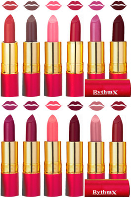 

Rythmx Matt-my-lips 12 Matt-inee Non Transfer Lipstick Shades(Light Orange, Coffee, Peach, Red, Metallic Pink, Maroon, Light Purple, Magnta, Peach, Radish Maroon, Nude, Dark Brick)