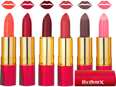 

Rythmx Flawless Matte Finish Non Transfer Lipstick Set of 6 Shades(Orange, Tomato Red, Dark Red, Light Orange, Coffee, Peach)