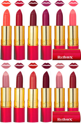 

Rythmx Matt-my-lips 12 Matt-inee Non Transfer Lipstick Shades(Orange, Tomato Red, Dark Red, Light Purple, Magnta, Peach, Pink, Radish Brown, Dark Orange, Radish Maroon, Nude, Dark Brick)