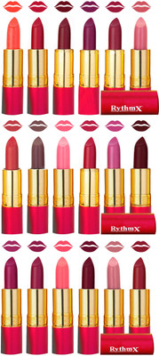 

Rythmx Make Me Matte Collection Non Transfer Lipstick Combo Set of 18 Shades(Orange, Tomato Red, Dark Red, Purple, Dark Rose, Dark Peach, Light Orange, Coffee, Peach, Red, Metallic Pink, Maroon, Light Purple, Magnta, Peach, Radish Maroon, Nude, Dark Brick
