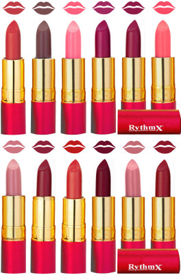 

Rythmx Matt-my-lips 12 Matt-inee Non Transfer Lipstick Shades(Light Orange, Coffee, Peach, Light Purple, Magnta, Peach, Pink, Radish Brown, Dark Orange, Radish Maroon, Nude, Dark Brick)