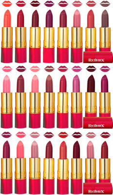

Rythmx Non Transfer Kiss Proof Super Dry Matte Hot Lipstick Combo Set of 24 Pcs(Multicolor,)