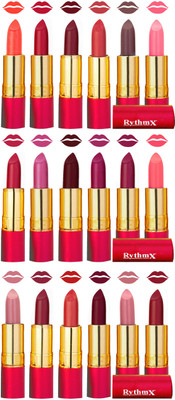 

Rythmx Make Me Matte Collection Non Transfer Lipstick Combo Set of 18 Shades(Orange, Tomato Red, Dark Red, Light Orange, Coffee, Peach, Red, Metallic Pink, Maroon, Light Purple, Magnta, Peach, Pink, Radish Brown, Dark Orange, Radish Maroon, Nude, Dark Bri