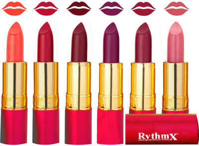 

Rythmx Flawless Matte Finish Non Transfer Lipstick Set of 6 Shades(Orange, Tomato Red, Dark Red, Purple, Dark Rose, Dark Peach)