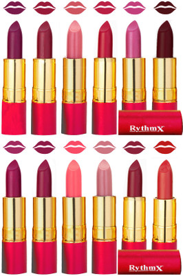 

Rythmx Matt-my-lips 12 Matt-inee Non Transfer Lipstick Shades(Purple, Dark Rose, Dark Peach, Red, Metallic Pink, Maroon, Light Purple, Magnta, Peach, Pink, Radish Brown, Dark Orange)