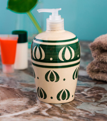 

Sforzi Ceramic liquid soap dispenser 450 ml Gel, Lotion, Conditioner, Soap, Shampoo Dispenser(Green)