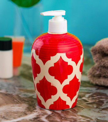 

Sforzi Ceramic liquid soap dispenser 450 ml Gel, Lotion, Conditioner, Soap, Shampoo Dispenser(Red)