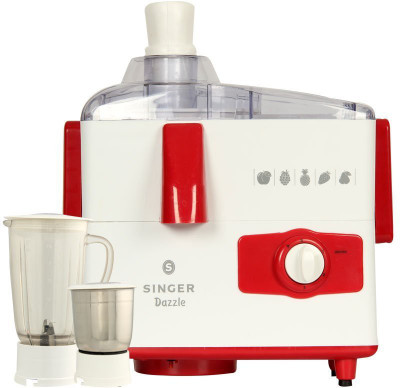 Singer Dazzle 500 W Juicer Mixer Grinder(White, Red, 2 Jars), Red;white