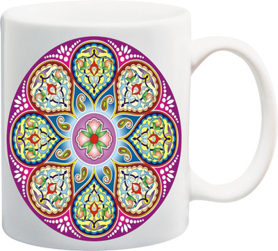 

ME&YOU Special Gifts For Family Friends Relatives Husband Wife On Diwali With Beautiful Rangoli (IZ17-VK-MU-0400) Printed Ceramic Mug(325 ml), Multicolor