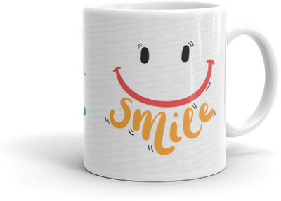 

AMIHART White printed ceramic mugs for gifting on different occasions,Motivational Quateds, Your Smile makes me Happy,A perfect Gift Item for loved ones Ceramic Mug(325 ml)
