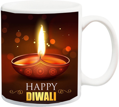 

Stylotrendz Happy Diwali Printed Ceramic Mug(325 ml), White