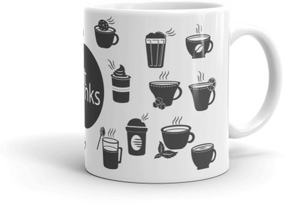 

AMIHART White printed ceramic mugs for gifting on different occasions, Hot Drink,A perfect Gift Item for Hot People Ceramic Mug(325 ml)
