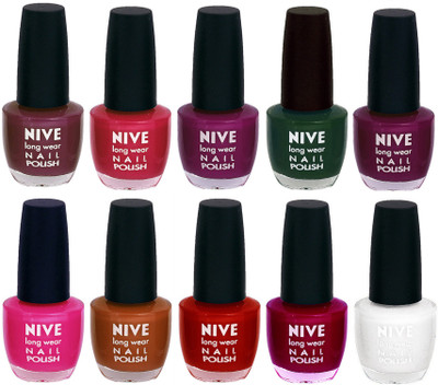 

Nive Nail Polish Combo At Wholesale Rate Purple,Pink,Purple,Green,Purple,Pink,Brown,Red,Pink,White(Pack of 10)