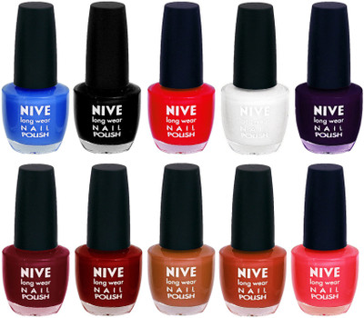 

Nive Nail Polish Combo At Wholesale Rate Blue,Black,Red,White,Purple,Maroon,Red,Brown,Brown,Pink(Pack of 10)