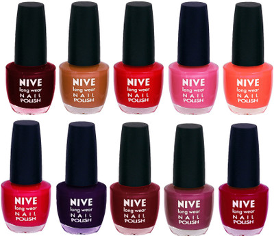 

Nive Nail Polish Combo At Wholesale Rate Maroon,Brown,Red,Pink,Orange,Pink,Purple,Maroon,Purple,Pink(Pack of 10)