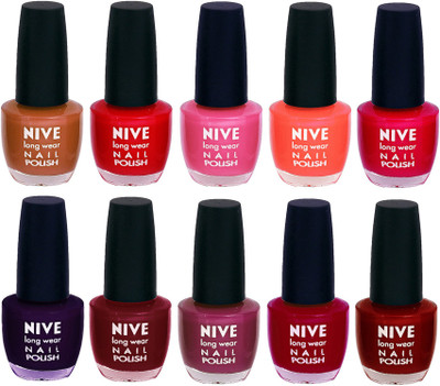 

Nive Nail Polish Combo At Wholesale Rate Brown,Red,Pink,Orange,Pink,Purple,Maroon,Purple,Pink,Red(Pack of 10)