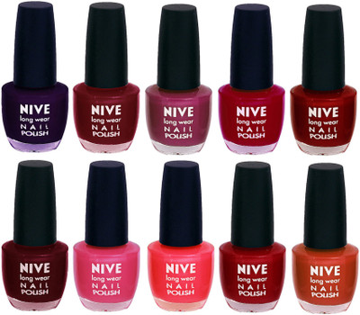 Nive Nail Polish Combo At Wholesale Rate Purple,Maroon,Purple,Pink,Red,Maroon,Pink,Pink,Red,Brown(Pack of 10)