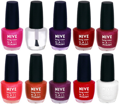 

Nive Nail Polish Combo At Wholesale Rate Pink,Transparent,Purple,Pink,Pink,Pink,Brown,Purple,Red,White(Pack of 10)