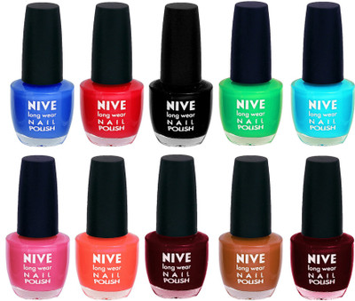 

Nive Nail Polish Combo At Wholesale Rate Blue,Red,Black,Green,Blue,Maroon,Maroon,Brown,Pink,Orange(Pack of 10)
