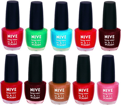 

Nive Nail Polish Combo At Wholesale Rate Pink,Green,Blue,Red,Maroon,Red,Maroon,Brown,Red,Pink(Pack of 10)