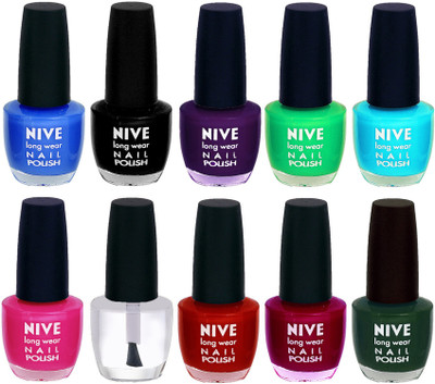 

Nive Nail Polish Combo At Wholesale Rate Blue,Black,Purple,Green,Blue,Pink,Transparent,Red,Pink,Green(Pack of 10)