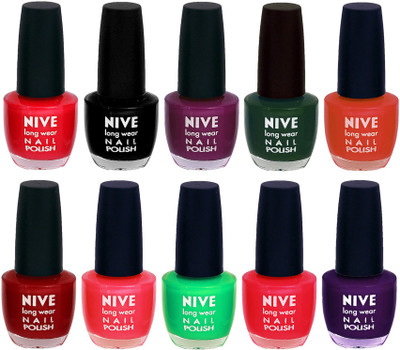 

Nive Nail Polish Combo At Wholesale Rate Red,Black,Purple,Green,Brown,Pink,Pink,Green,Red,Purple(Pack of 10)