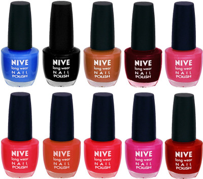 

Nive Nail Polish Combo At Wholesale Rate Blue,Black,Brown,Maroon,Pink,Pink,Brown,Red,Pink,Red(Pack of 10)