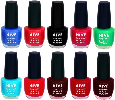 

Nive Nail Polish Combo At Wholesale Rate Blue,Red,Black,Pink,Green,Blue,Red,Maroon,Red,Maroon(Pack of 10)