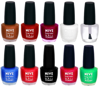 

Nive Nail Polish Combo At Wholesale Rate Brown,Red,Pink,White,Transparent,Blue,Red,Black,Pink,Green(Pack of 10)