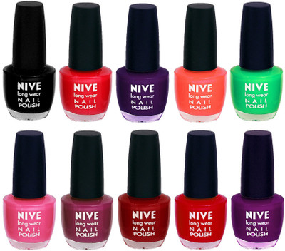 

Nive Nail Polish Combo At Wholesale Rate Black,Red,Blue,Green,Orange,Pink,Purple,Pink,Red,Purple(Pack of 10)