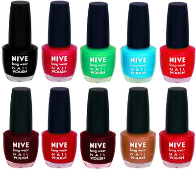 

Nive Nail Polish Combo At Wholesale Rate Black,Pink,Green,Blue,Red,Maroon,Red,Maroon,Brown,Red(Pack of 10)