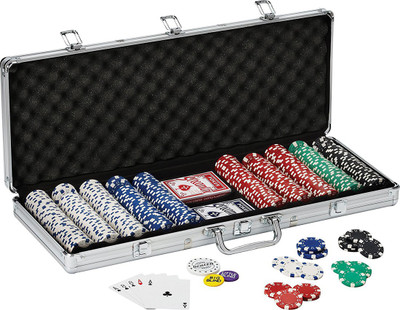 

Toy Park 500 Chips Poker Set(Blue, Black), Black;blue