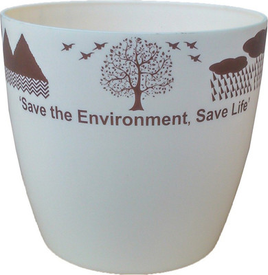 

Minerva Naturals Table top planter 5 inches printed - Environment (set of 3) Plant Container Set(Pack of 3, Plastic)