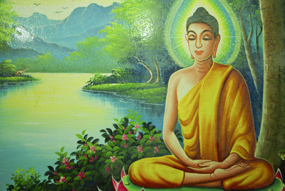 

buddha painting in temple poster Photographic Paper(12 inch X 18 inch, Rolled)