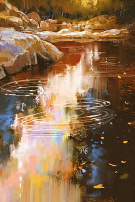 

river lines with stone in autumn art Photographic Paper(24 inch X 16 inch, Rolled)