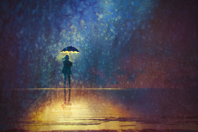 

woman under umbrella painting print Photographic Paper(12 inch X 18 inch, Rolled)
