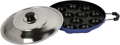 

Lavelle Kitchen Appam Patra Paniyarakkal Set with Lid(Aluminium, Non-stick), Black;blue