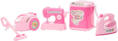 

Emob 4 in 1 Pink Kitchen Household Appliances Battery Operated With Light & Sound Play Set Toy For Kids