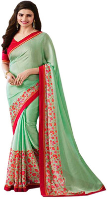Bombey Velvat Fab Solid Daily Wear Georgette, Chiffon Saree(Multicolor) Flipkart