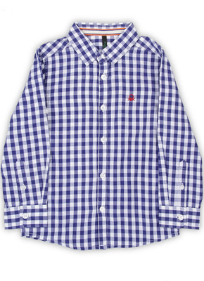 

United Colors of Benetton. Boys Checkered Casual White, Blue Shirt, 901