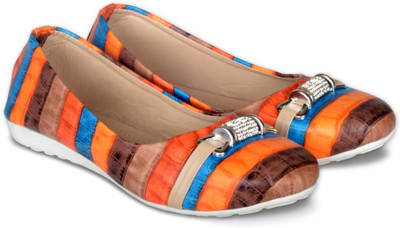 

PIPILIKA Ballerinas 45704 Orange, Blue & Brown Bellies For Women(Orange, Blue, Brown