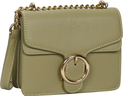 

Bagkok Women Formal Green PU Sling Bag