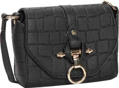 

Bagkok Women Formal Black PU Sling Bag