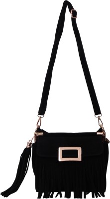 

Bee Fashionable Women Evening/Party Black Velvet Sling Bag