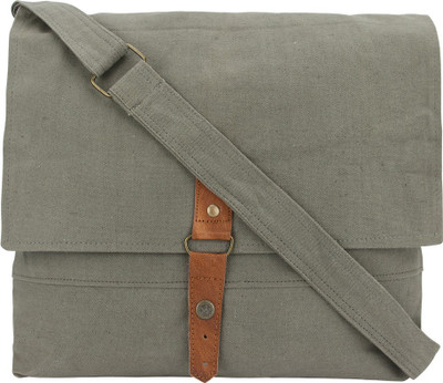 

Vivinkaa Men & Women Casual Khaki Canvas, Genuine Leather Sling Bag