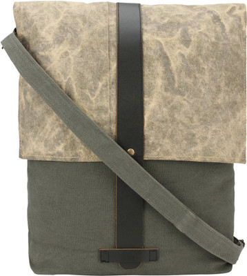 

Vivinkaa Men & Women Casual Khaki Canvas, Genuine Leather Sling Bag