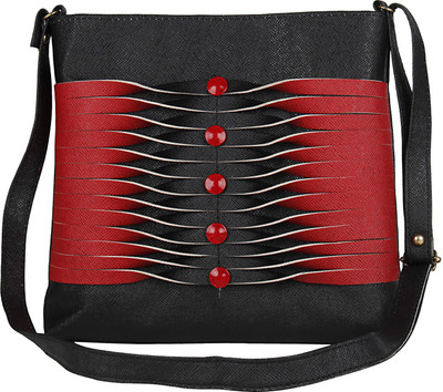 

WhiteAsh Women Casual Black Leatherette Sling Bag