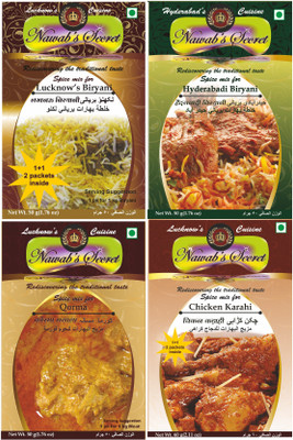 

Nawab's Secret Lucknow & Hyderabadi BIryani,Qorma, Chicken Karahi(4 x 50 g)