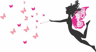 Asmi Collections 100 cm Beautiful Fairy and Butterflies Removable Sticker(Pack of 1)
