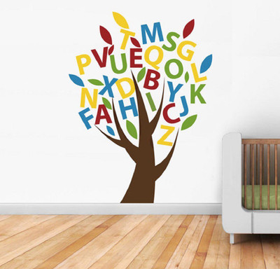Asmi Collections 115 cm Beautiful Alphabets Tree Removable Sticker(Pack of 1)